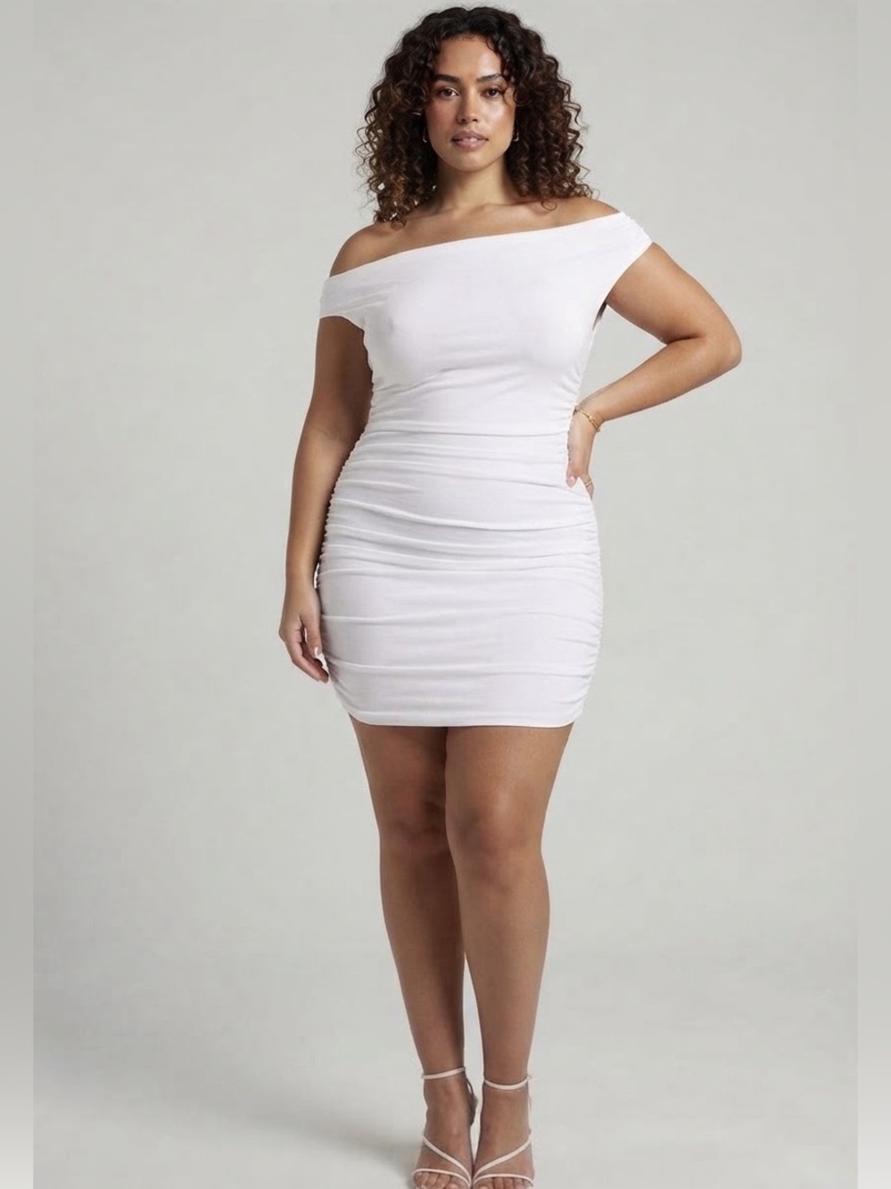 Abercrombie & Fitch Off The-Shoulder Twist Ruched White Dress